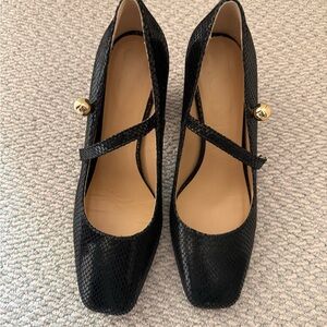 J. Crew Black Mary Jane style Heels with Gold Detail- size 8 EUC